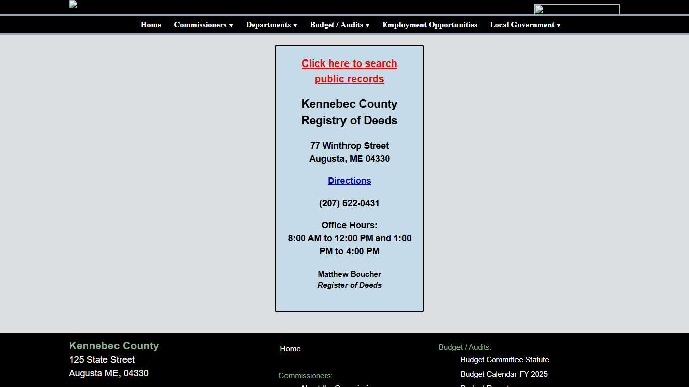 Registry of Deeds - Kennebec County, Maine